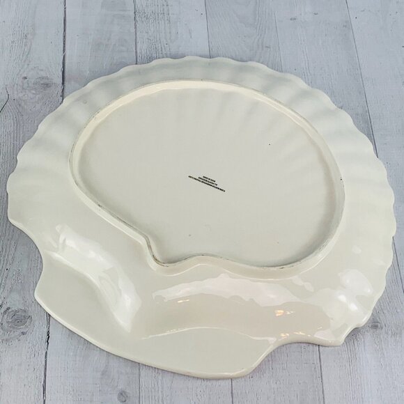 Boston Warehouse 2006 Large SCALLOPED SHELL Design Ceramic Serving Platter Dish - Picture 5 of 8